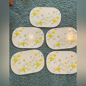 Vintage Vera Neumann Vinyl Placemats Flower Power Retro 70s Kitchen Set Of 5